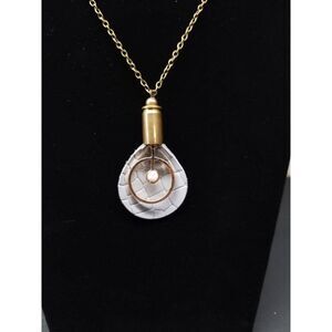 Brass Bullet shell and textured leather necklace